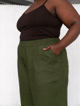 Pine Green Wide leg linen pants plus size