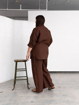 dark brown linen wide leg pant canadian made