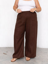 dark brown linen wide leg pant canadian made