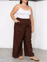 dark brown linen wide leg pant canadian made