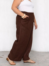 dark brown linen wide leg pant canadian made