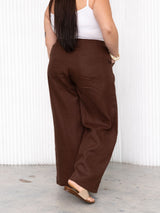 dark brown linen wide leg pant canadian made