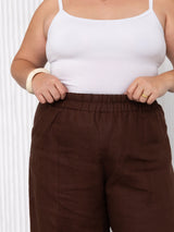 dark brown linen wide leg pant canadian made