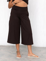 free label cold brew brown bamboo gaucho, palazzo, culotte pant. 