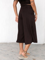 free label cold brew brown bamboo gaucho, palazzo, culotte pant. 