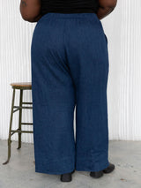 Hemp organic cotton Blue denim wide leg pants, made in canada, plus size