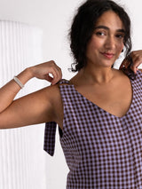 free label check linen reversible jumpsuit