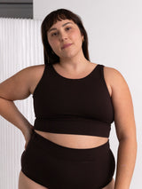 Free Label cold brew brown andie bra. Wireless bamboo bra for small cups