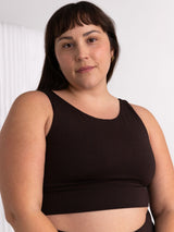 Free Label cold brew brown andie bra. Wireless bamboo bra for small cups