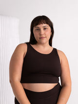 Free Label cold brew brown andie bra. Wireless bamboo bra for small cups