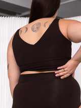 Free Label cold brew brown andie bra. Wireless bamboo bra for small cups