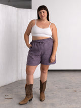 Free Label gingham linen shorts with drawstring canadian made