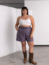 Free Label gingham linen shorts with drawstring canadian made