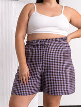 Free Label gingham linen shorts with drawstring canadian made