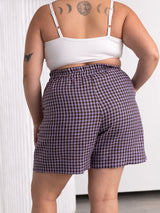 Free Label gingham linen shorts with drawstring canadian made