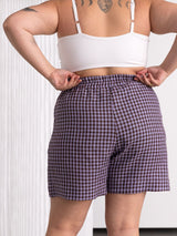 Free Label gingham linen shorts with drawstring canadian made