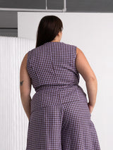 Free Label gingham linen wrap top