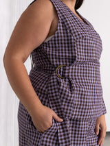 Free Label gingham linen wrap top