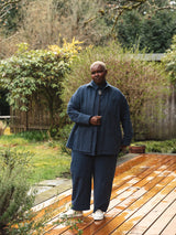 NAVY ORGANIC COTTON ROONEY BARREL PANT