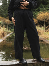 BLACK ORGANIC COTTON ROONEY BARREL PANT