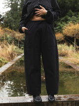 BLACK ORGANIC COTTON ROONEY BARREL PANT