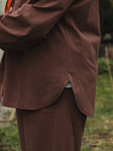 ESPRESSO ORGANIC COTTON CREPE TOMMY BUTTON UP