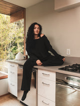 BLACK PIMA COTTON BILLIE LOUNGE PANT