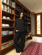 BLACK PIMA COTTON BILLIE LOUNGE PANT