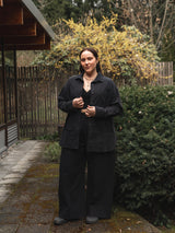 Free Label black button up shirt with pockets organic plus size
