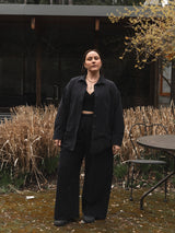 Free Label black button up shirt with pockets organic plus size