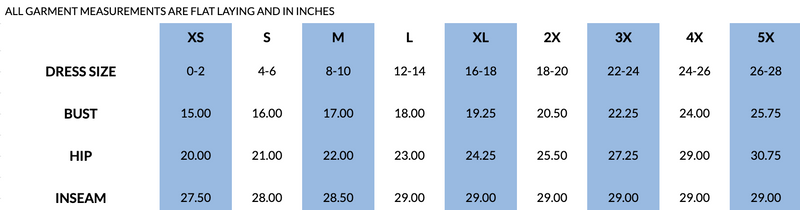 andie jumpsuit garment measurements