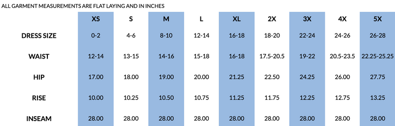 free label fir jogger garment measurements