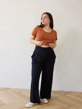 comfortable black pant made in canada - ethical navy pant made in canada - made in canada sets - flowy black pant made in canada - matching black set made in canada