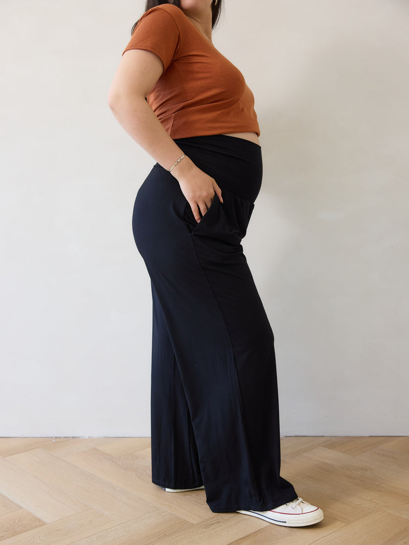 comfortable black pant made in canada - ethical navy pant made in canada - made in canada sets - flowy black pant made in canada - matching black set made in canada -black pants for pregnancy made in canada