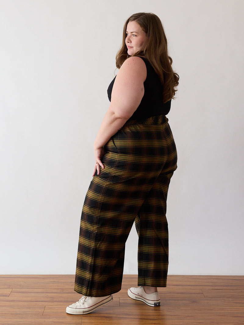 Plus size clearance yellow plaid pants