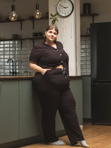 sustainable canadian made lyocell pajama pants, matching brown plus size pjs