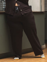 sustainable canadian made lyocell pajama pants, matching brown plus size pjs