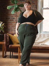 sustainable canadian made lyocell pajama pants, matching green pjs