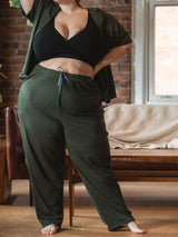 sustainable canadian made lyocell pajama pants, matching green pjs