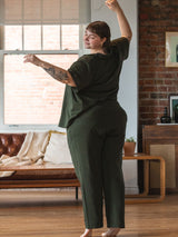 sustainable canadian made lyocell pajama pants, matching green pjs