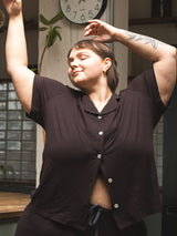 sustainable lyocell pjs, brown plus size pajamas, made in canada