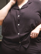 sustainable lyocell pjs, brown plus size pajamas, made in canada