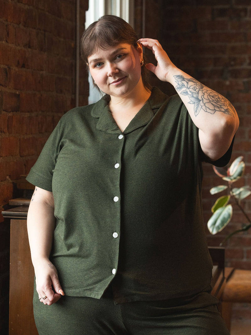 sustainable lyocell pjs, green plus size pajamas, made in canada
