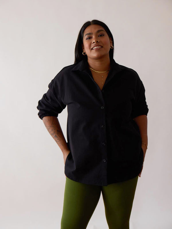 plus size sustainable shacket black
