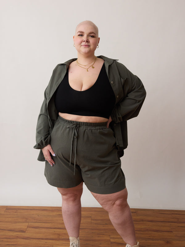 sustainable button down cotton crepe ethically made in canada plus size inclusive