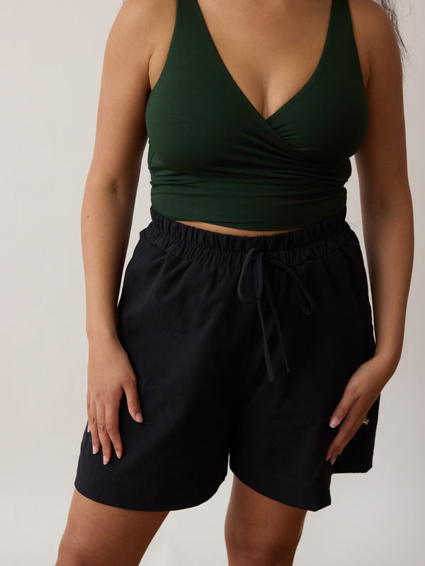 free label lynn short boxer short draw string cotton crepe ethically made