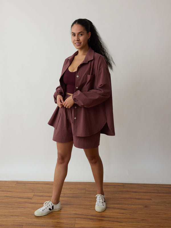 Free Label dark mauve purple button down shirt made in canada