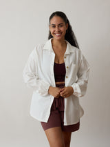 classic white button down ethically made cotton crepe made in canada