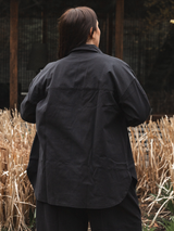 BLACK ORGANIC COTTON CORA SHACKET