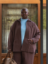 Free Label Cora shacket brown organic cotton button up